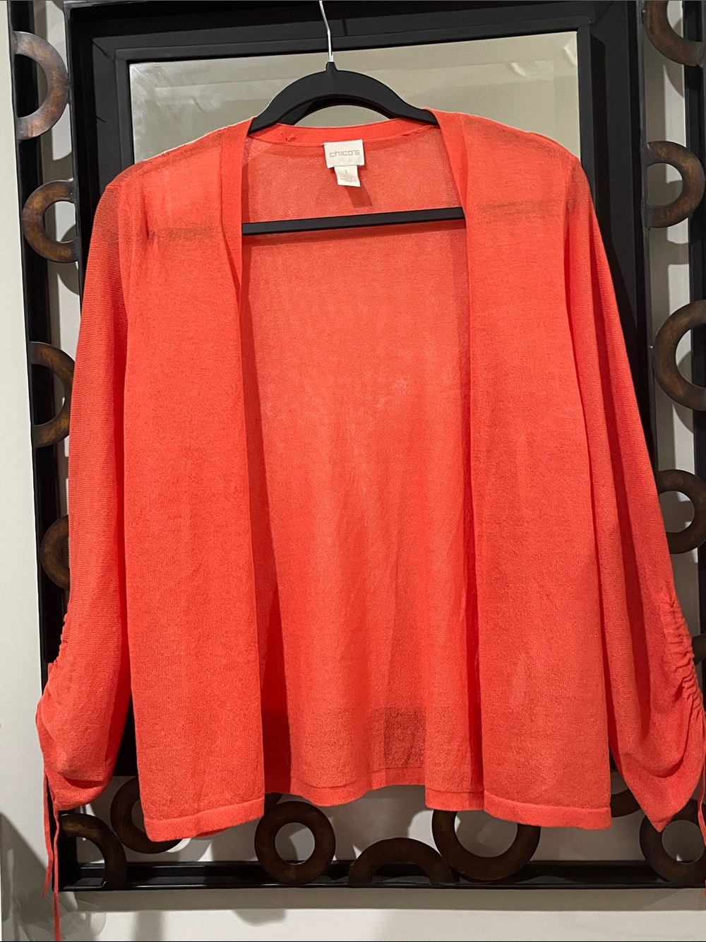Chico's Coral Lightweight Open-Front Cardigan